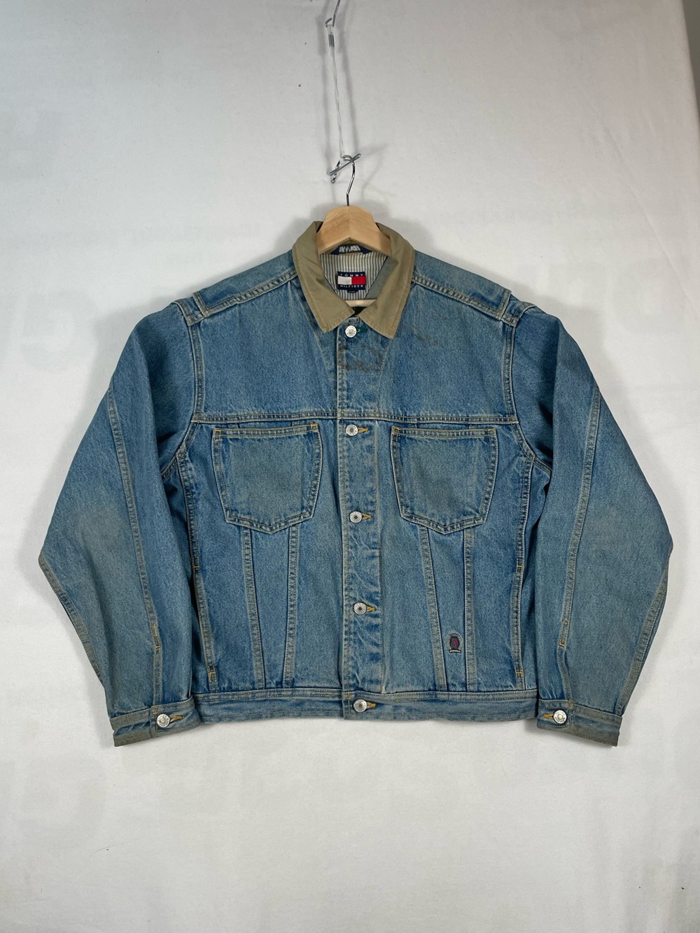 Vintage Tommy Hilfiger Light Blue Denim Jean Trucker Jacket Sz XL
